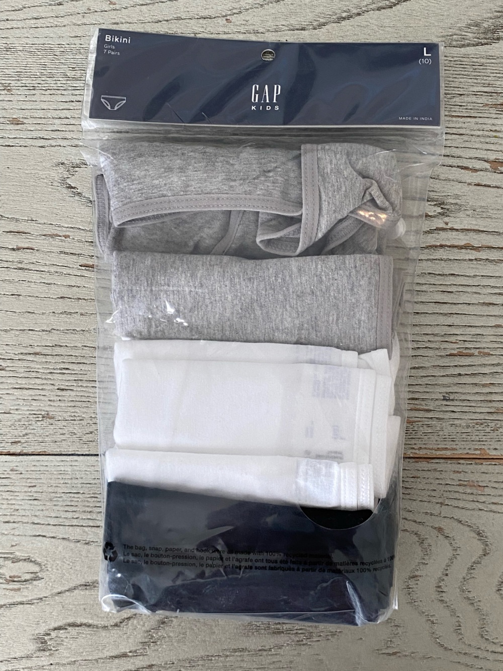 GAP Kids Bikini Briefs Pack - Gray, White & Black
